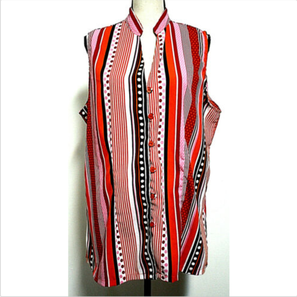 Gold Flava Womens Size 20 Blouse Red Pink Striped